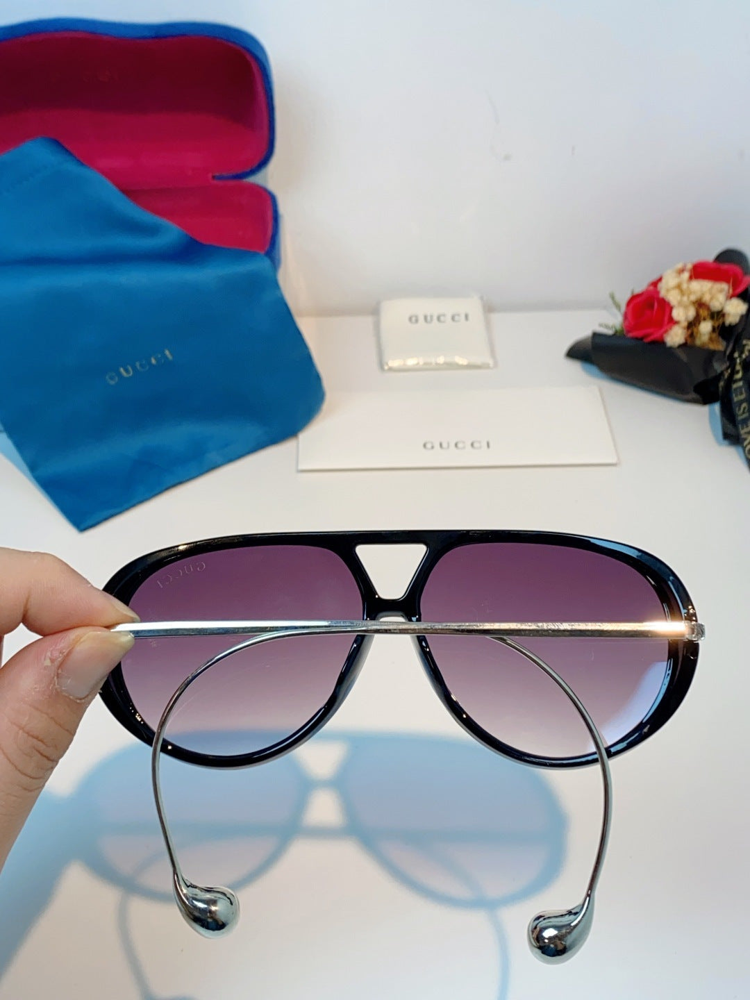 Gucci Aviator Blue Lens Sunglasses for Men & Women - 448808 - detail image 5