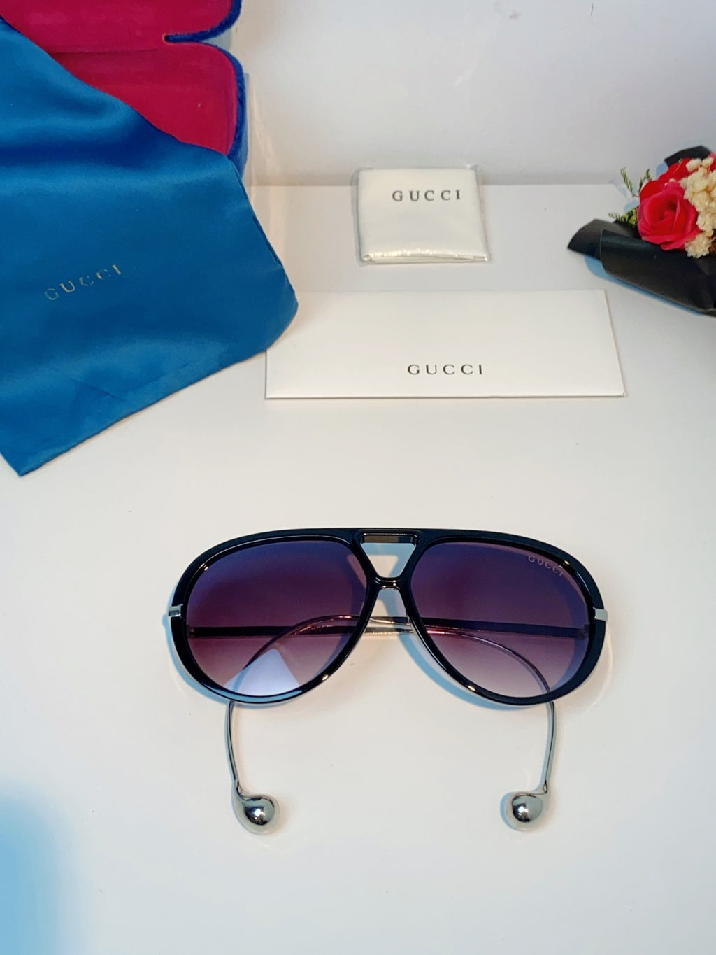 Gucci Aviator Blue Lens Sunglasses for Men & Women - 448808 - detail image 9