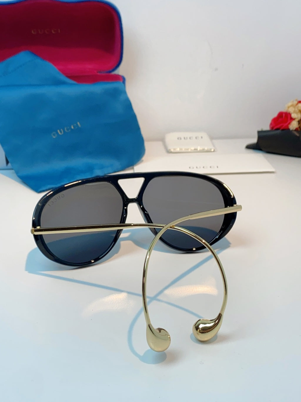 Gucci Aviator Blue Lens Sunglasses for Men & Women - detail image 3