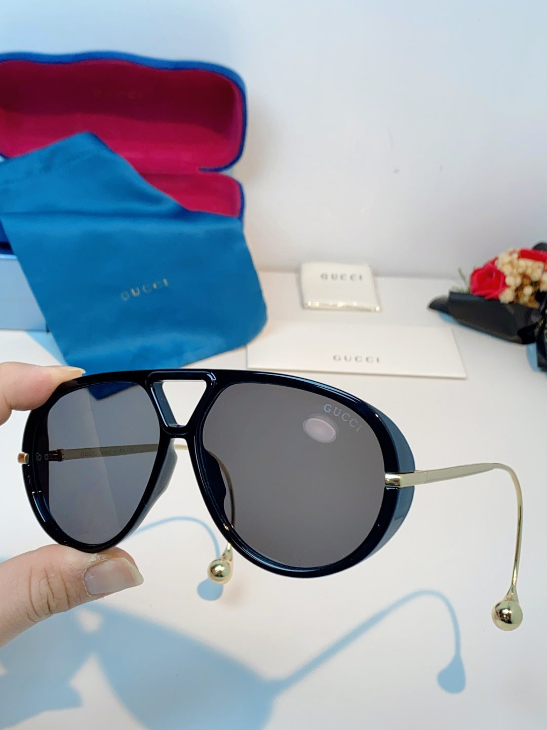 Gucci Aviator Blue Lens Sunglasses for Men & Women - detail image 6