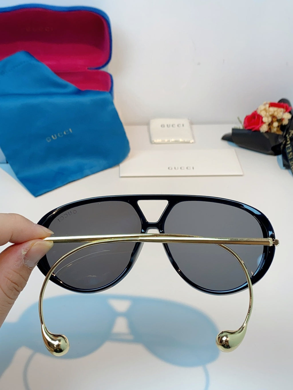 Gucci Aviator Blue Lens Sunglasses for Men & Women - detail image 5