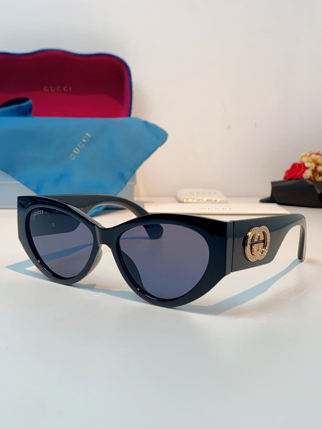 Gucci Blue-Light Cat-Eye Blue Lens Sunglasses for Men & Women