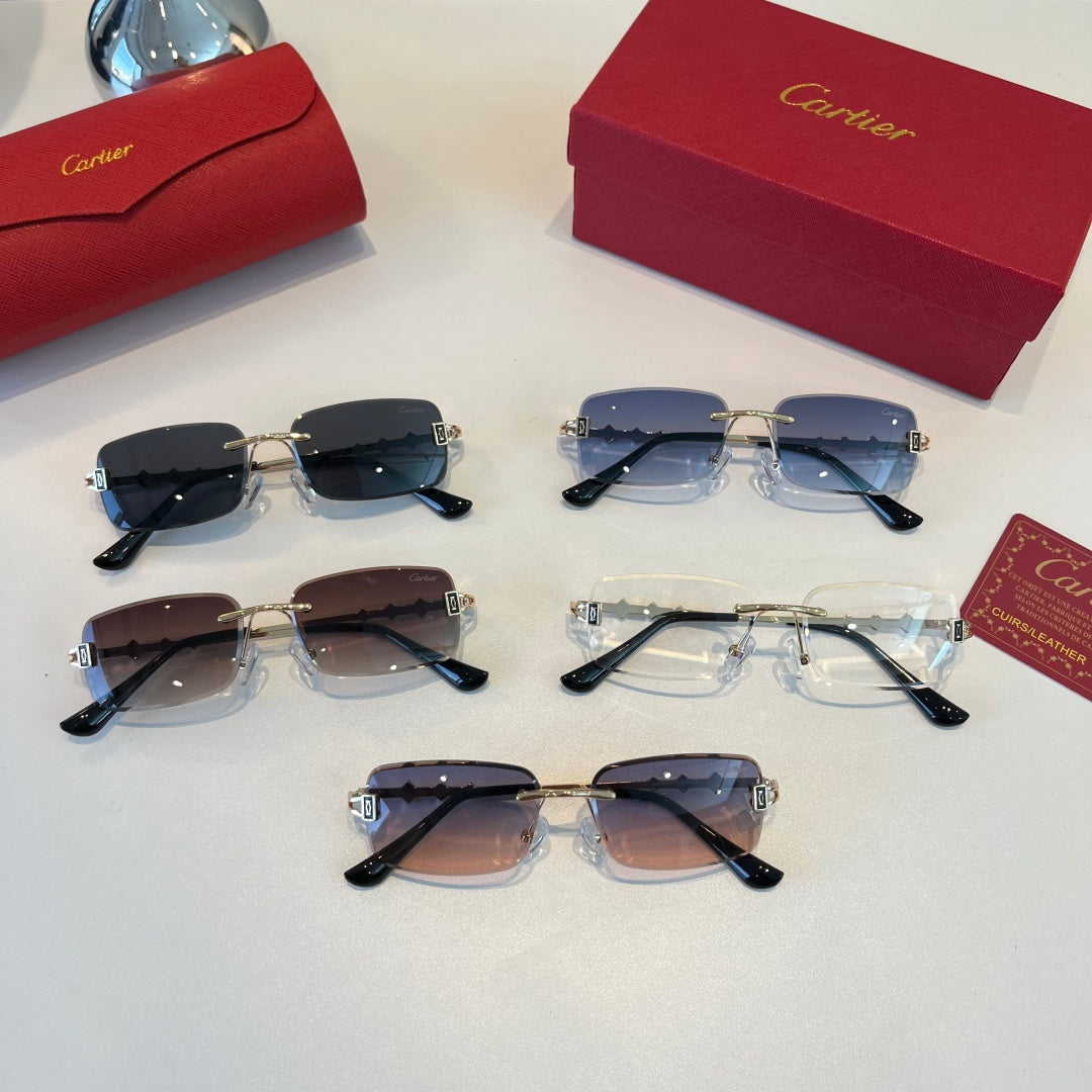 Cartier Lightweight Metal Rimless Blue Lens Sunglasses for Men & Wome - 465814 - detail image 9