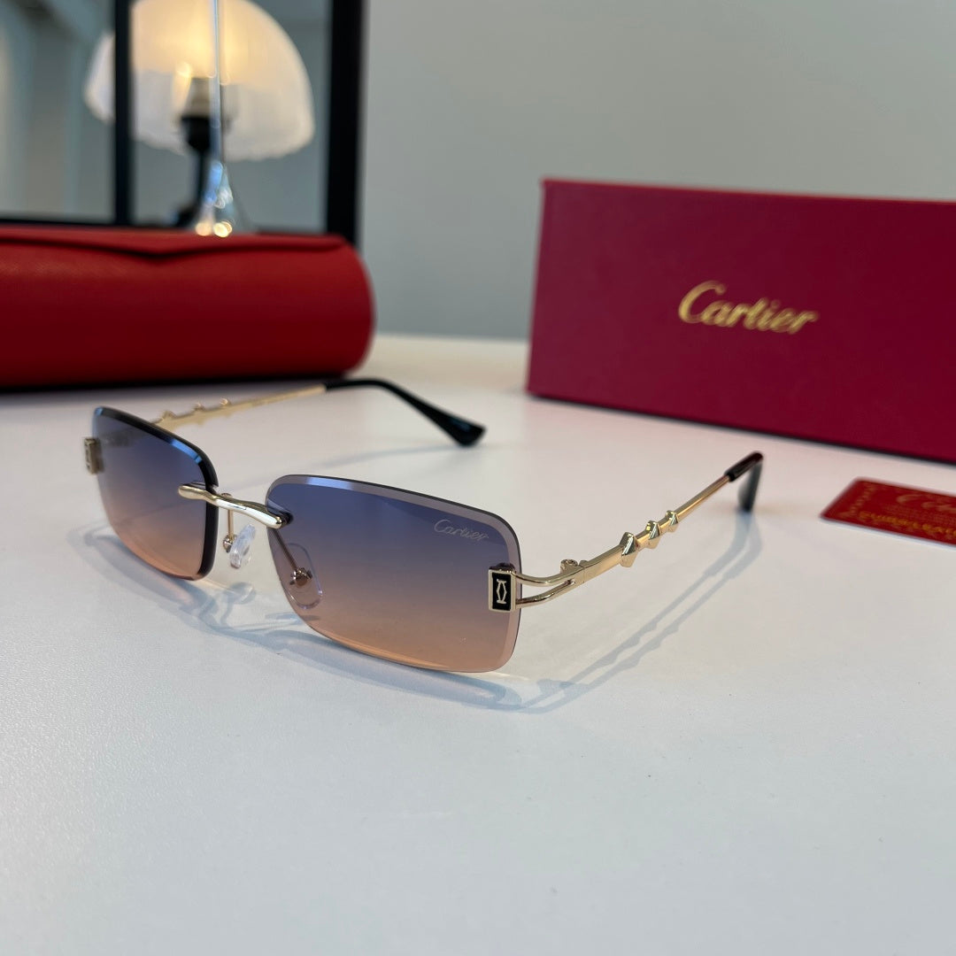 Cartier Lightweight Metal Rimless Silver Lens Sunglasses for Men & Wo - 465811 - detail image 3