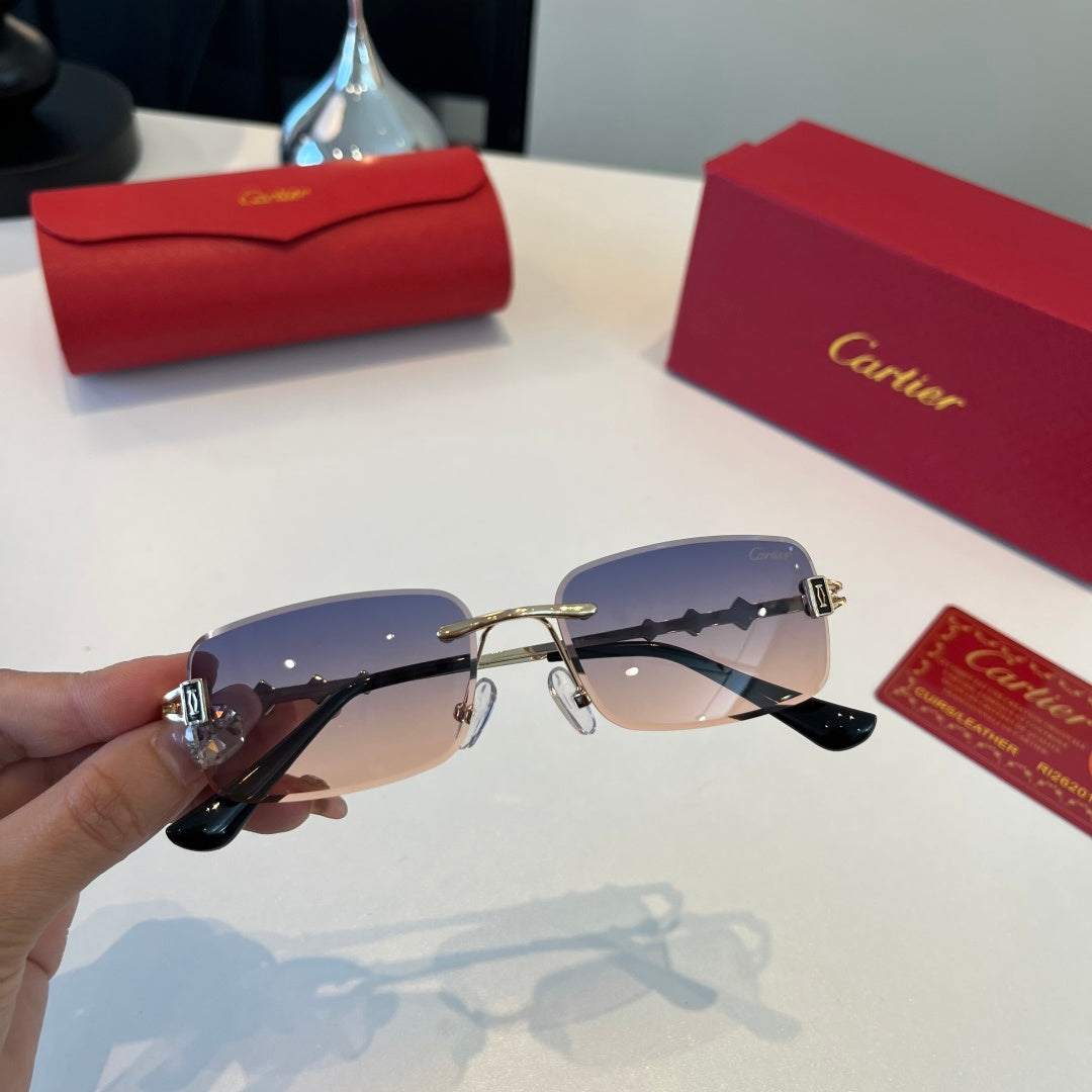 Cartier Lightweight Metal Rimless Silver Lens Sunglasses for Men & Wo - 465811 - detail image 4