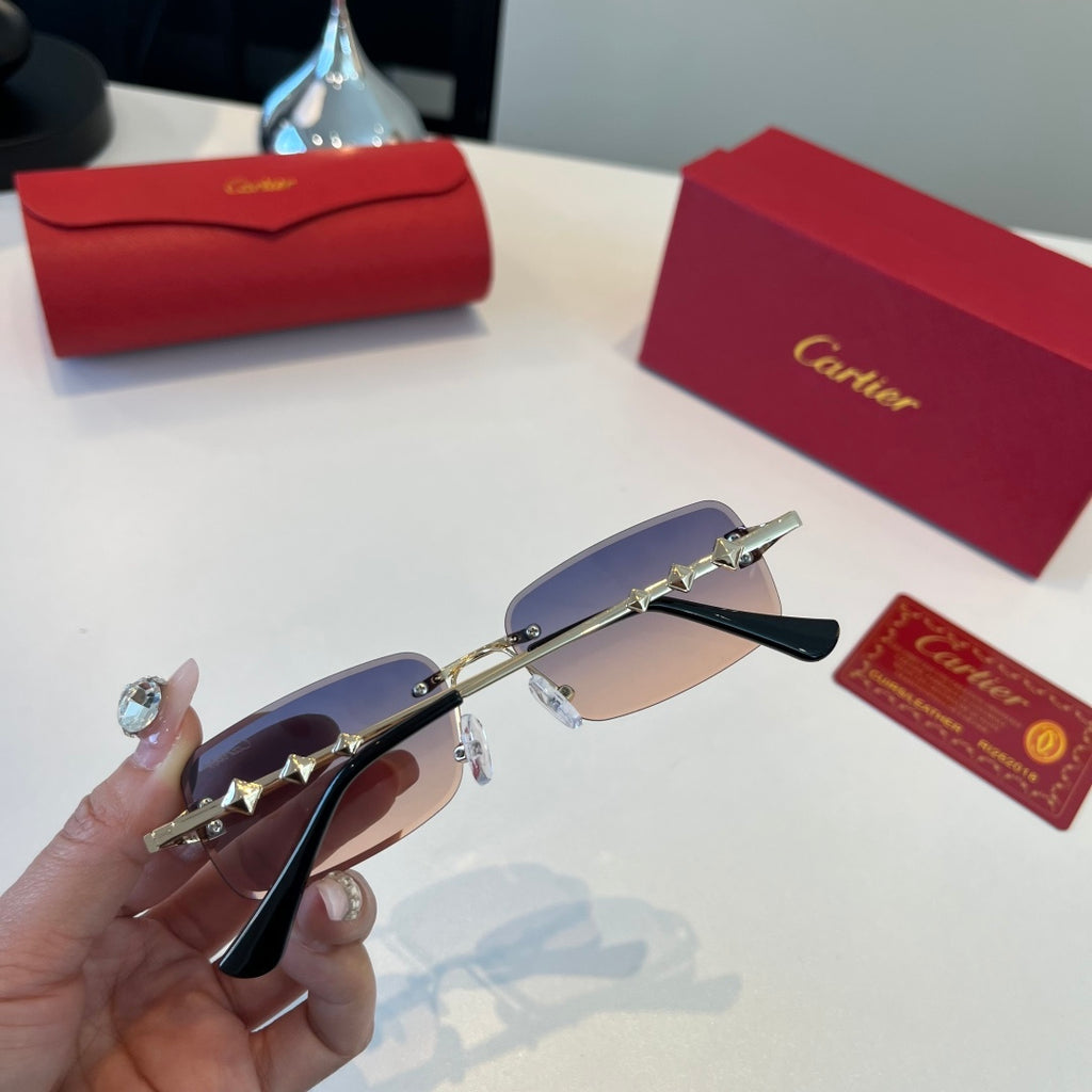 Cartier Lightweight Metal Rimless Silver Lens Sunglasses for Men & Wo - 465811 - detail image 7