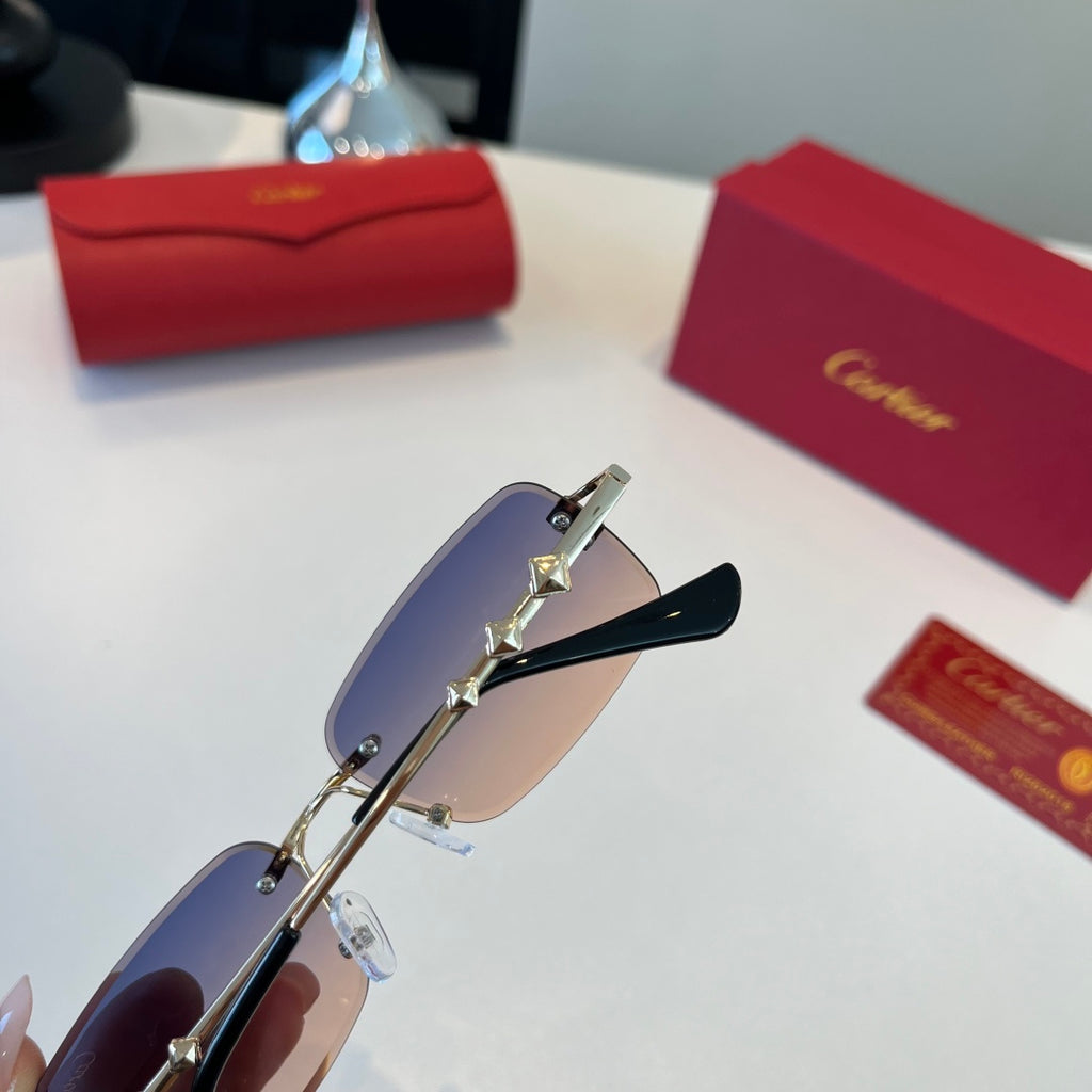 Cartier Lightweight Metal Rimless Silver Lens Sunglasses for Men & Wo - 465811 - detail image 8