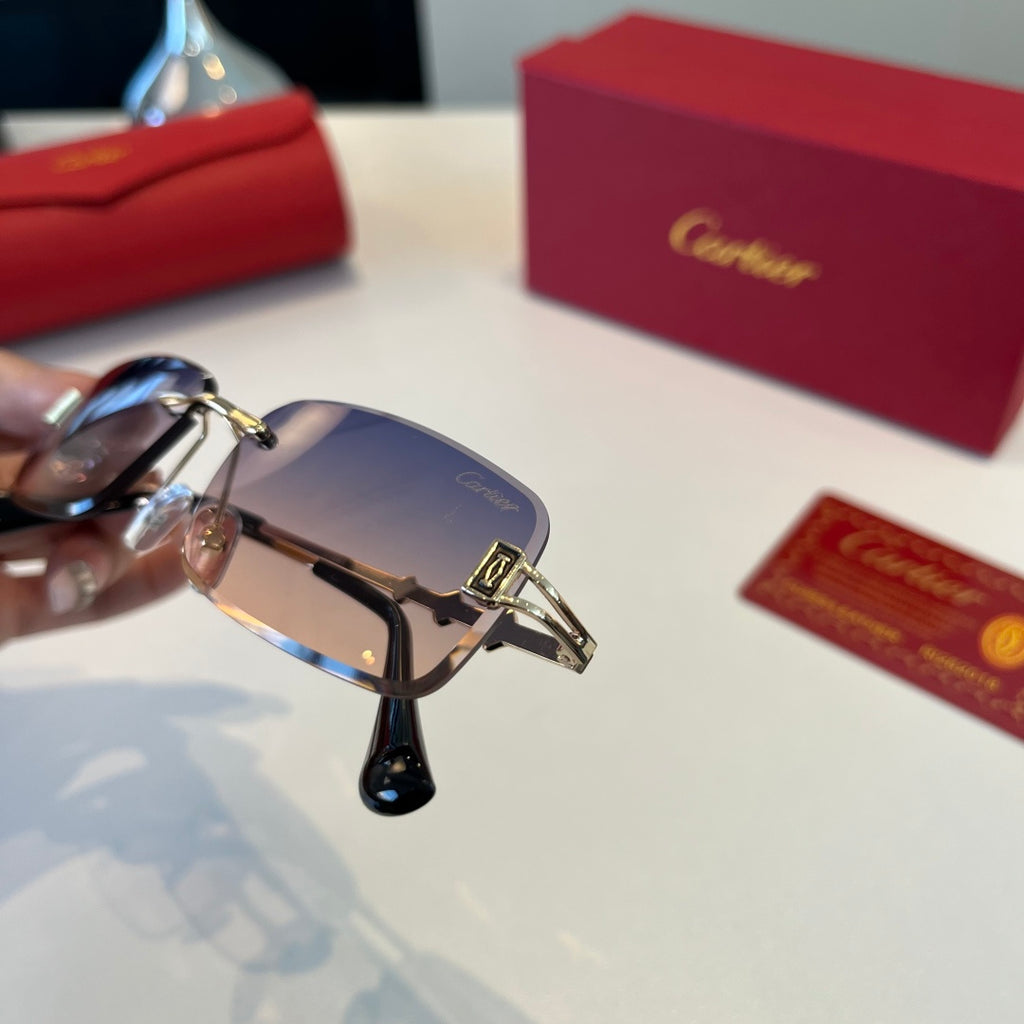 Cartier Lightweight Metal Rimless Silver Lens Sunglasses for Men & Wo - 432386 - detail image 5