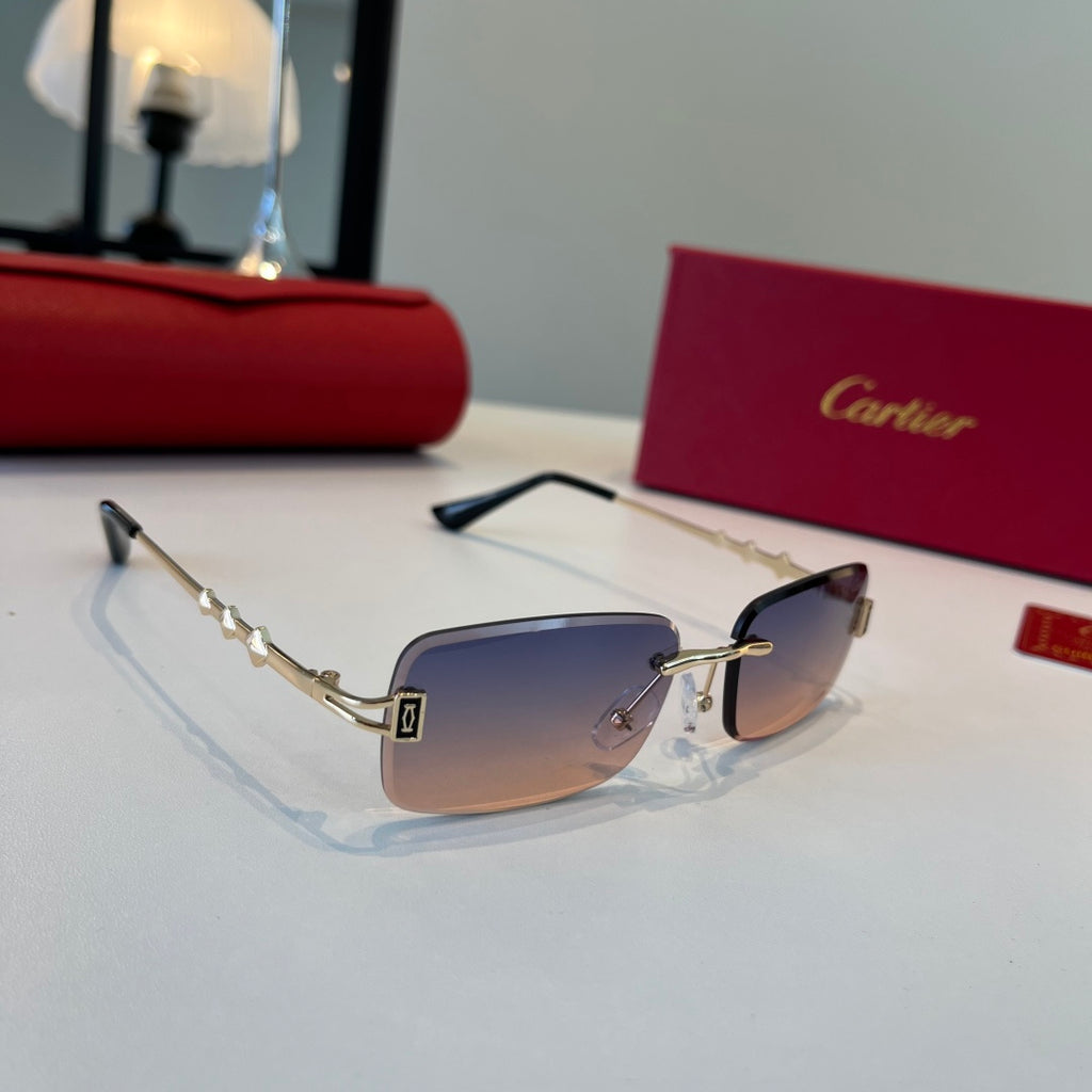 Cartier Lightweight Metal Rimless Silver Lens Sunglasses for Men & Wo - 465811