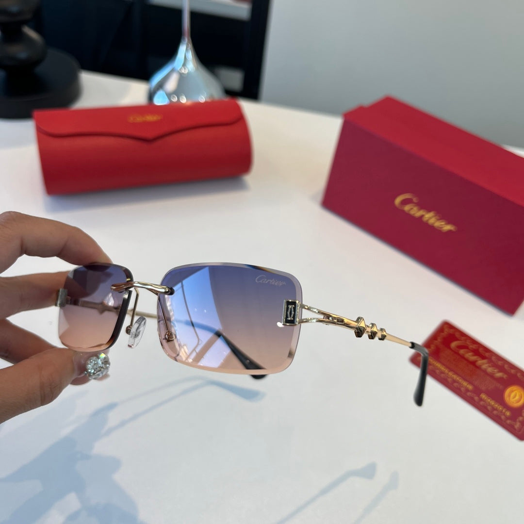 Cartier Lightweight Metal Rimless Silver Lens Sunglasses for Men & Wo - 432386 - detail image 6