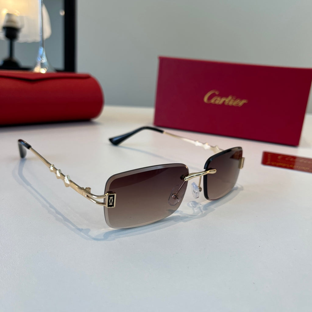 Cartier Lightweight Metal Rimless Silver Lens Sunglasses for Men & Wo - 465813