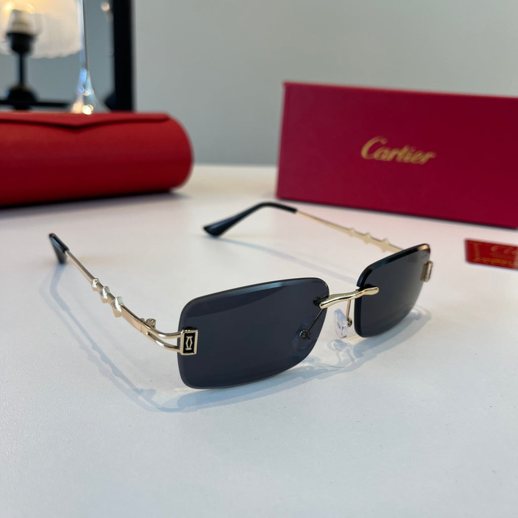 Cartier Lightweight Metal Rimless Blue Lens Sunglasses for Men & Wome - 432389
