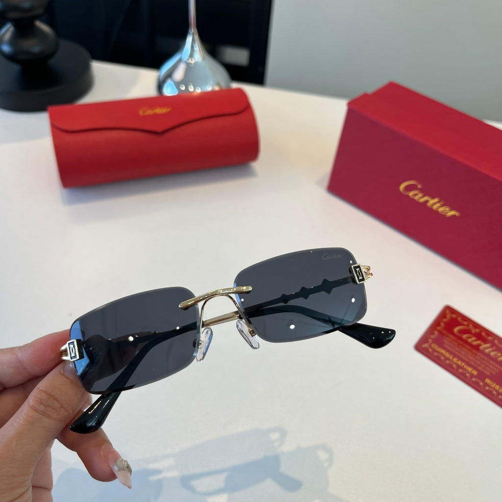 Cartier Lightweight Metal Rimless Blue Lens Sunglasses for Men & Wome - 465814 - detail image 5