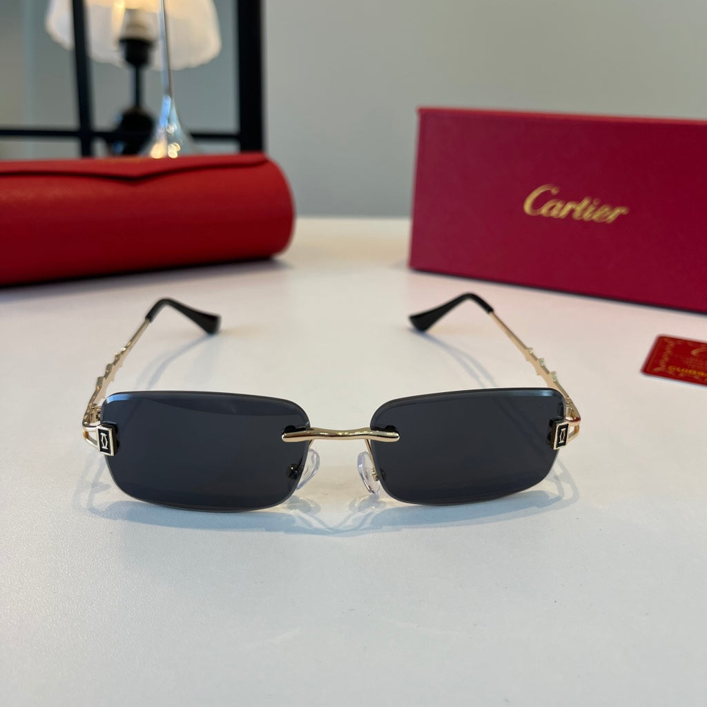Cartier Lightweight Metal Rimless Blue Lens Sunglasses for Men & Wome - 432389 - detail image 2