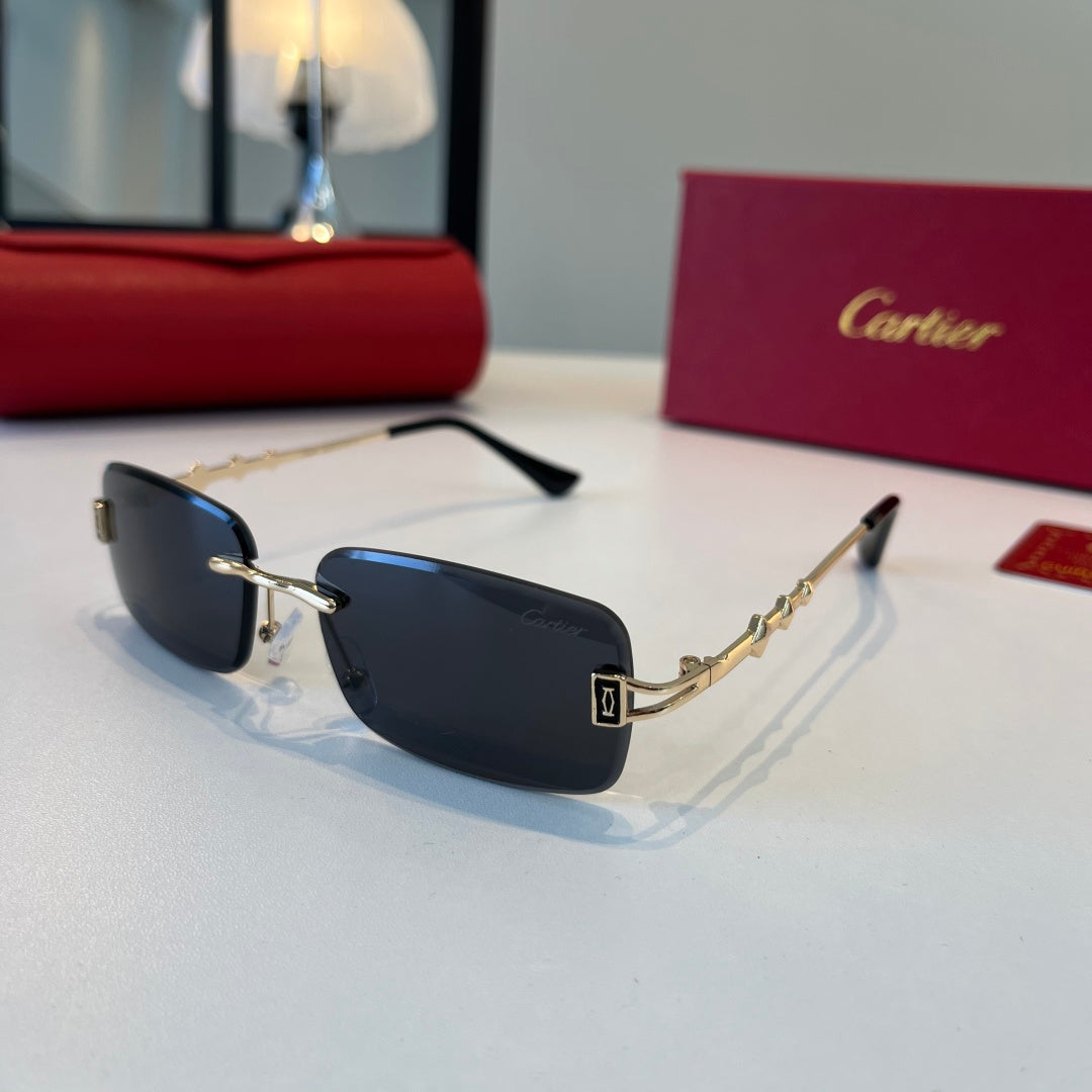 Cartier Lightweight Metal Rimless Blue Lens Sunglasses for Men & Wome - 465814 - detail image 3