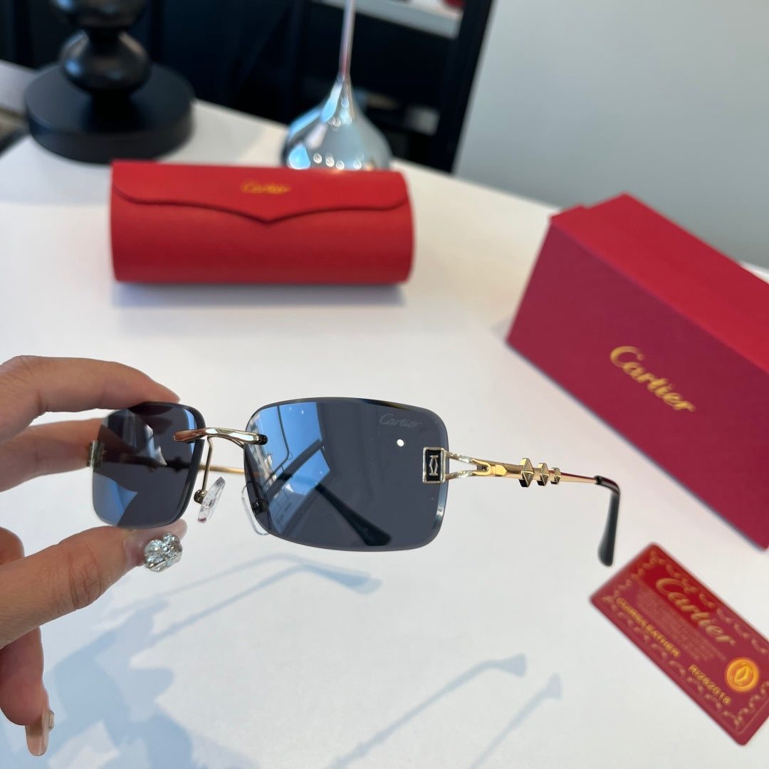 Cartier Lightweight Metal Rimless Blue Lens Sunglasses for Men & Wome - 432389 - detail image 4