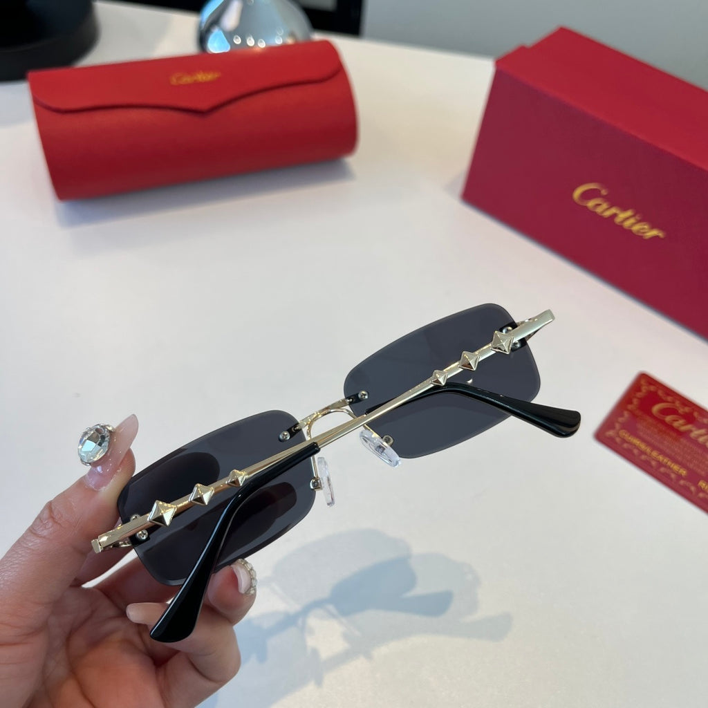 Cartier Lightweight Metal Rimless Blue Lens Sunglasses for Men & Wome - 432389 - detail image 8