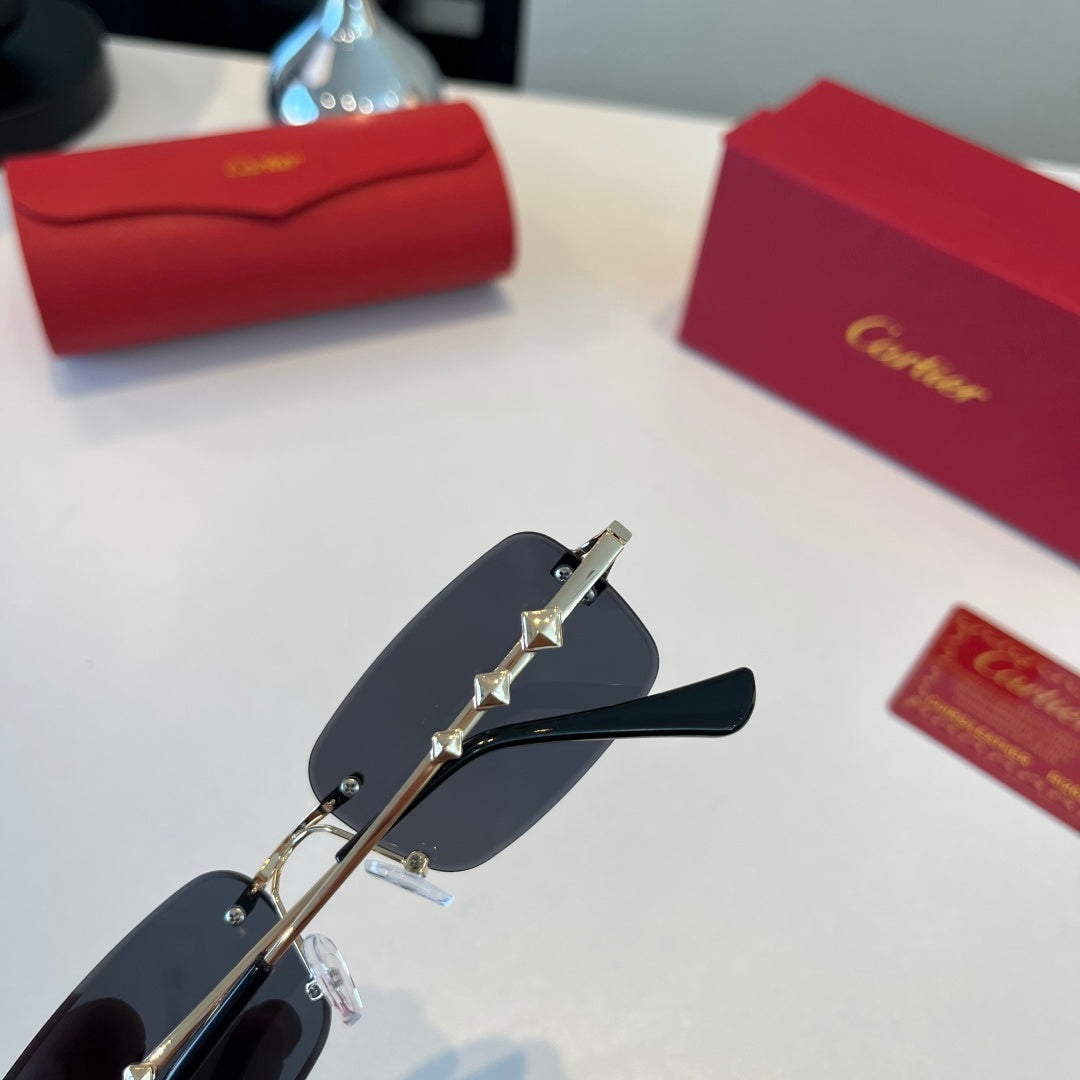 Cartier Lightweight Metal Rimless Blue Lens Sunglasses for Men & Wome - 465814 - detail image 7