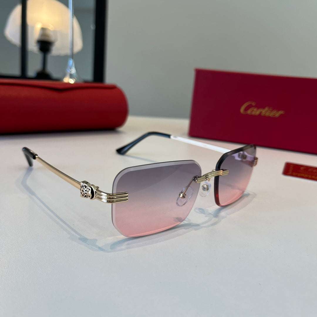 Cartier Lightweight Metal Rimless Silver Lens Sunglasses for Men & Wo - 432390