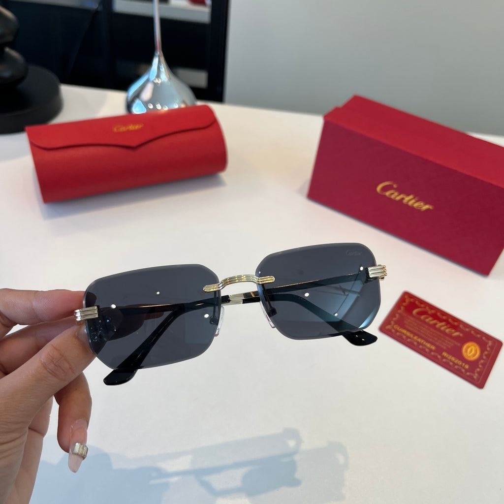 Cartier Lightweight Metal Rimless Silver Lens Sunglasses for Men & Wo - 432391 - detail image 4