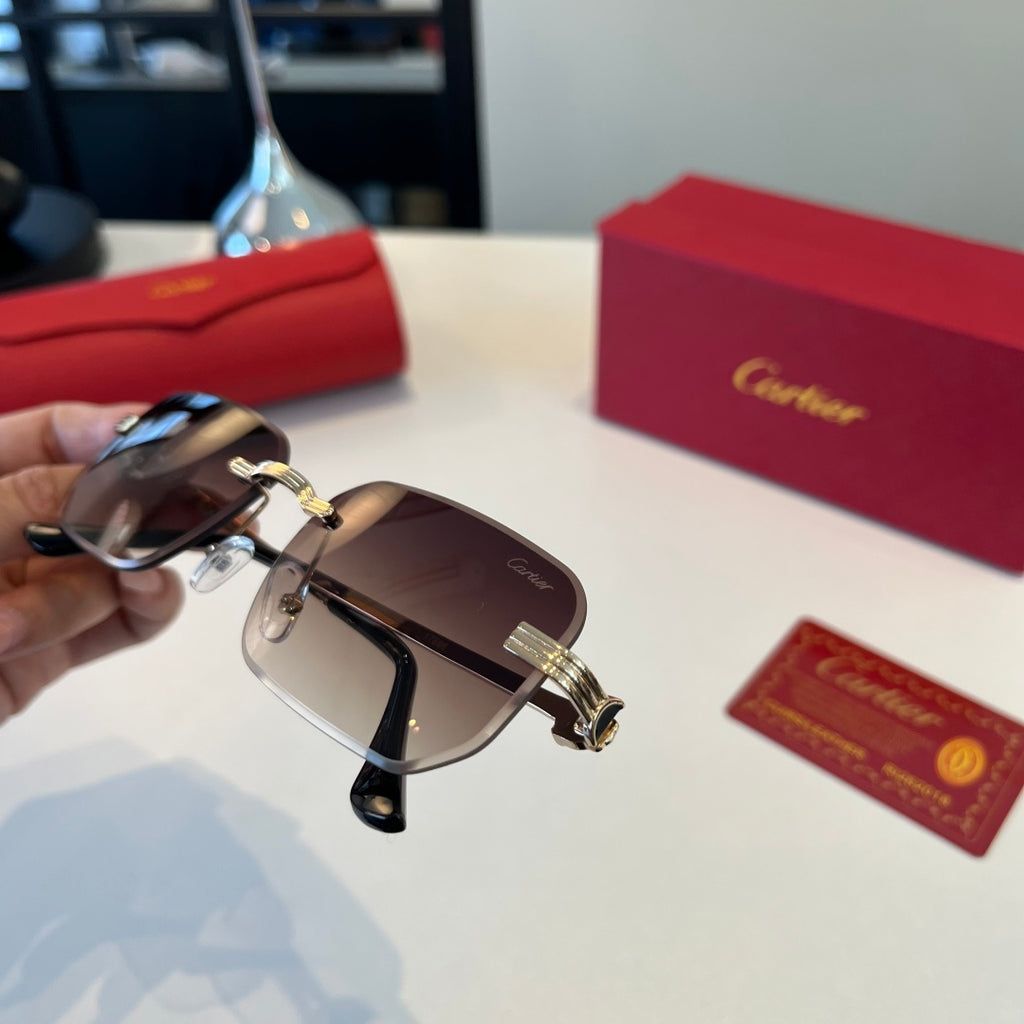 Cartier Lightweight Metal Rimless Silver Lens Sunglasses for Men & Wo - 432392 - detail image 7