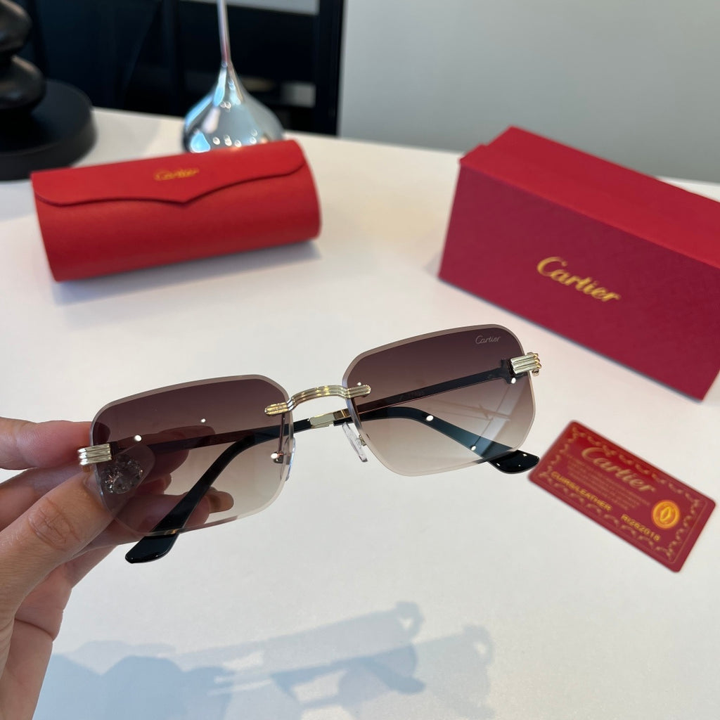 Cartier Lightweight Metal Rimless Silver Lens Sunglasses for Men & Wo - 432392 - detail image 6