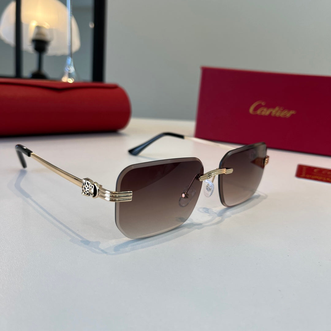 Cartier Lightweight Metal Rimless Silver Lens Sunglasses for Men & Wo - 432392