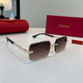 Cartier Lightweight Metal Rimless Red Lens Sunglasses for Men & Women - 432393