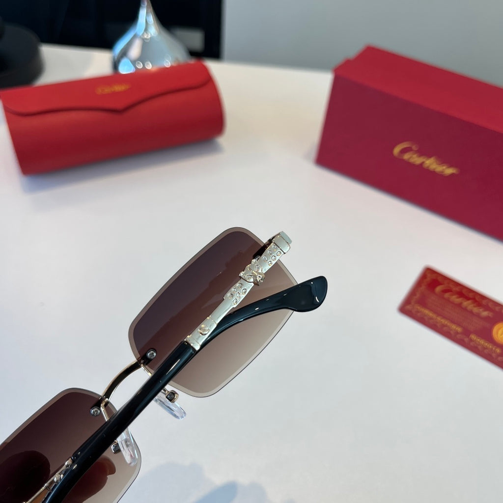 Cartier Lightweight Metal Rimless Red Lens Sunglasses for Men & Women - 432393 - detail image 7