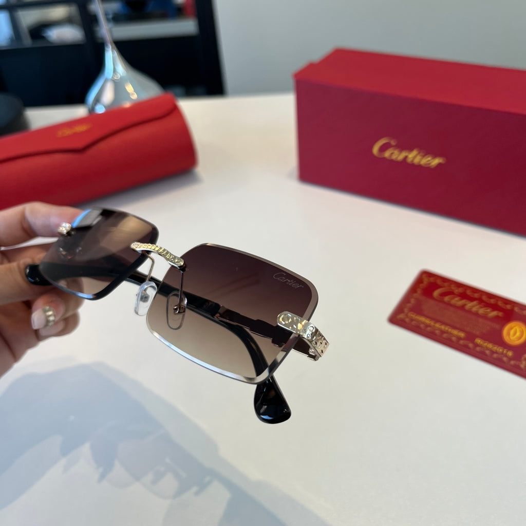 Cartier Lightweight Metal Rimless Red Lens Sunglasses for Men & Women - 432393 - detail image 6