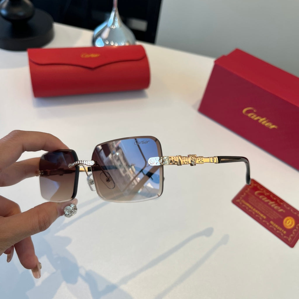 Cartier Lightweight Metal Rimless Red Lens Sunglasses for Men & Women - 465815 - detail image 4