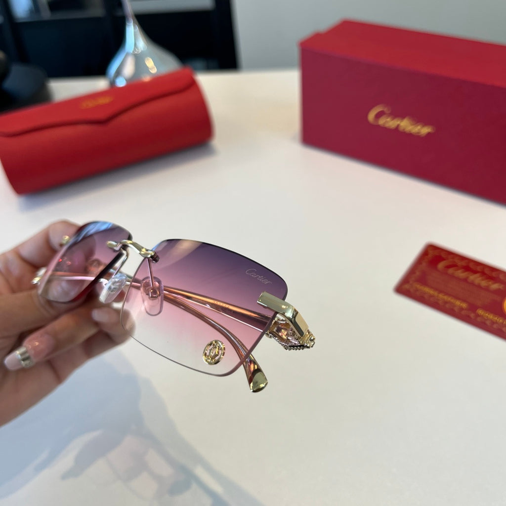 Cartier Lightweight Metal Rimless Silver Lens Sunglasses for Men & Wo - 465816 - detail image 5