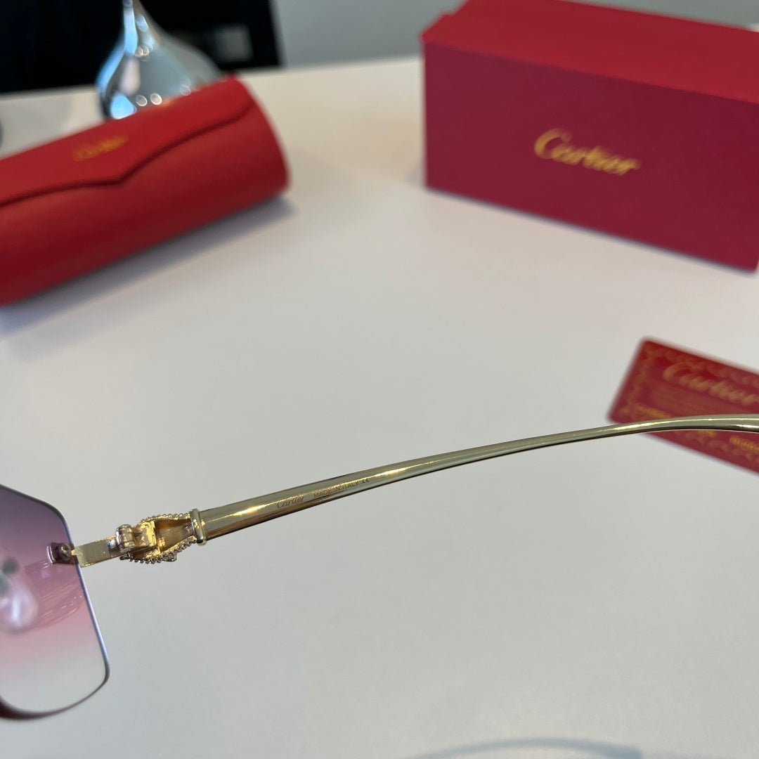 Cartier Lightweight Metal Rimless Silver Lens Sunglasses for Men & Wo - 465816 - detail image 9