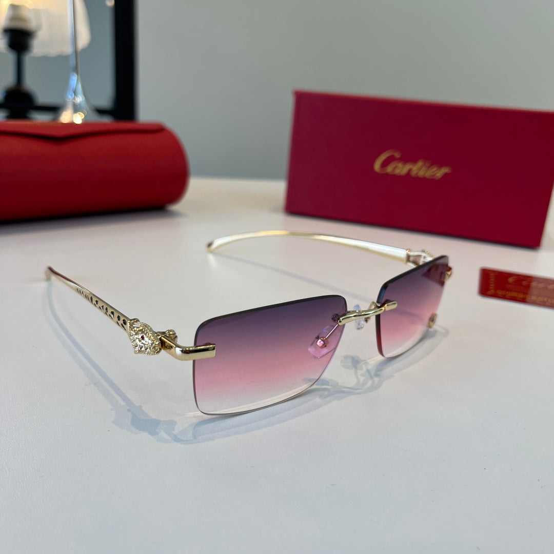 Cartier Lightweight Metal Rimless Silver Lens Sunglasses for Men & Wo - 432394