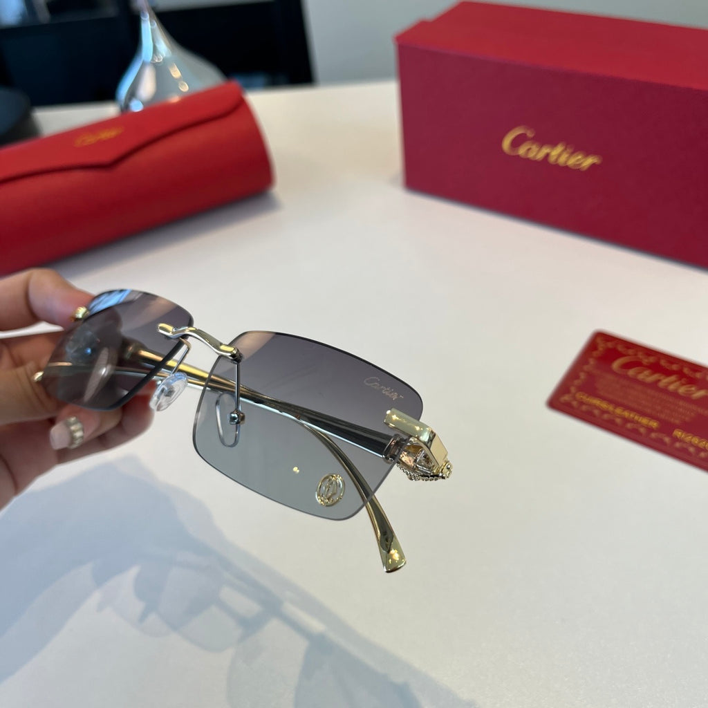 Cartier Lightweight Metal Rimless Silver Lens Sunglasses for Men & Wo - 432395 - detail image 6