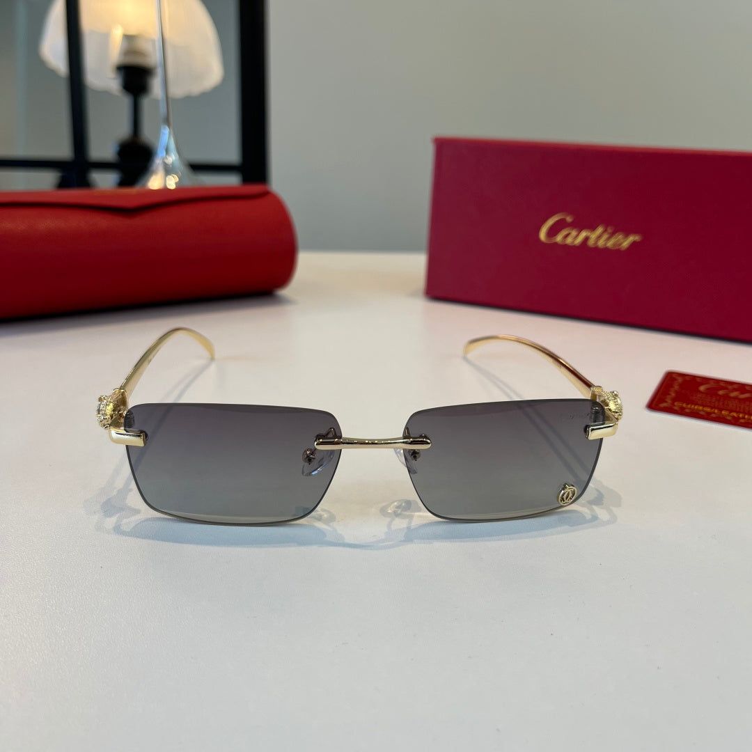 Cartier Lightweight Metal Rimless Silver Lens Sunglasses for Men & Wo - 465817 - detail image 2