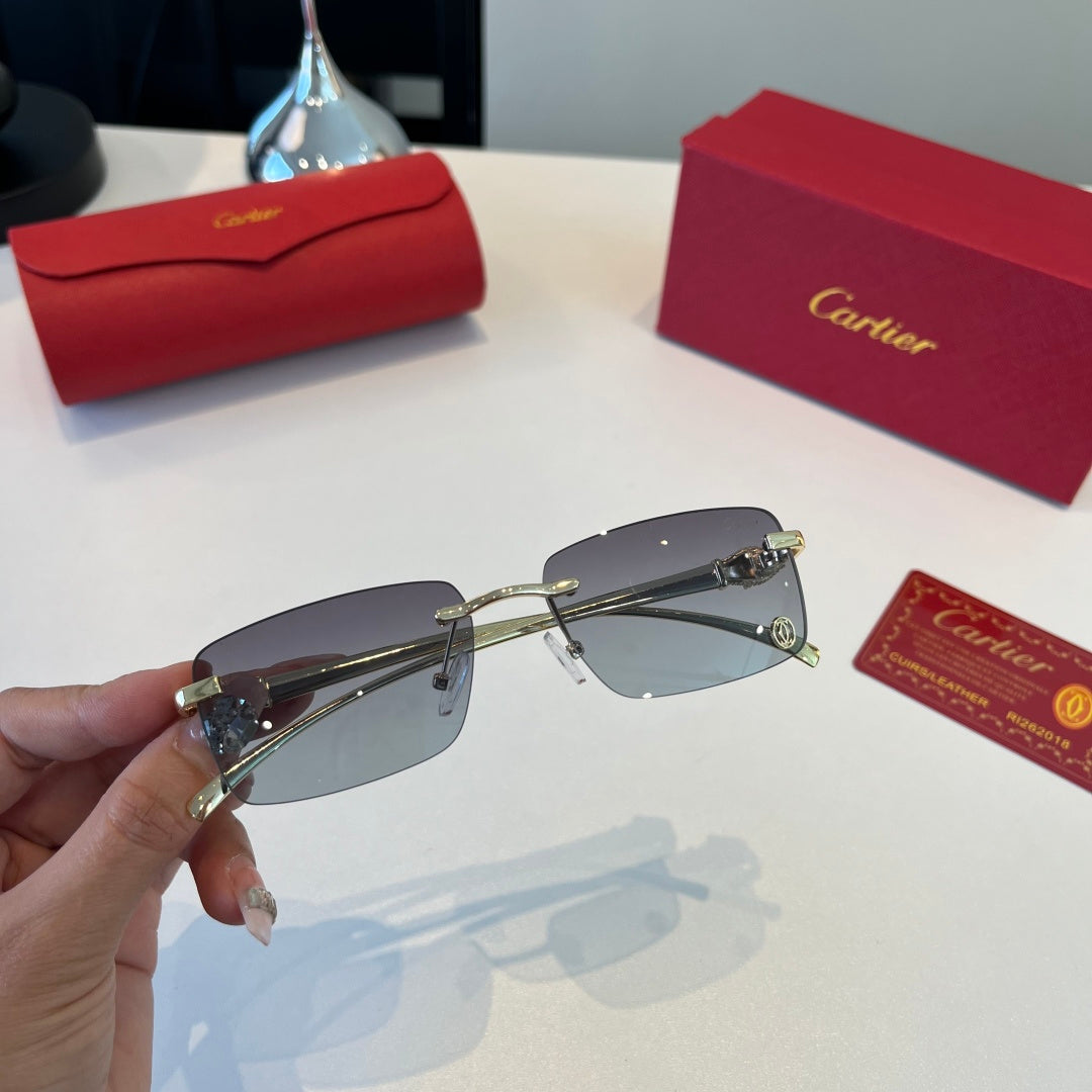 Cartier Lightweight Metal Rimless Silver Lens Sunglasses for Men & Wo - 432395 - detail image 5