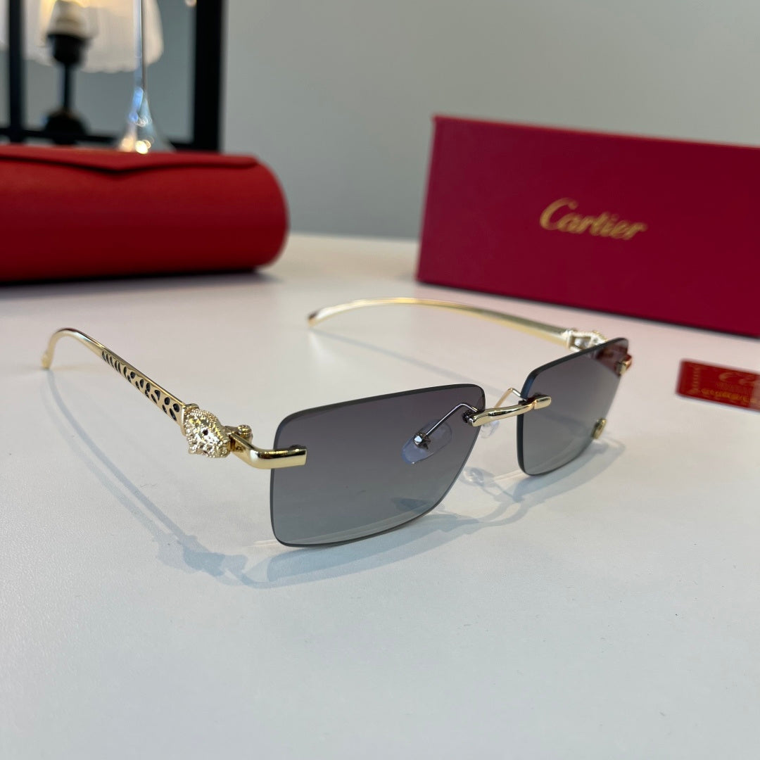 Cartier Lightweight Metal Rimless Silver Lens Sunglasses for Men & Wo - 465817