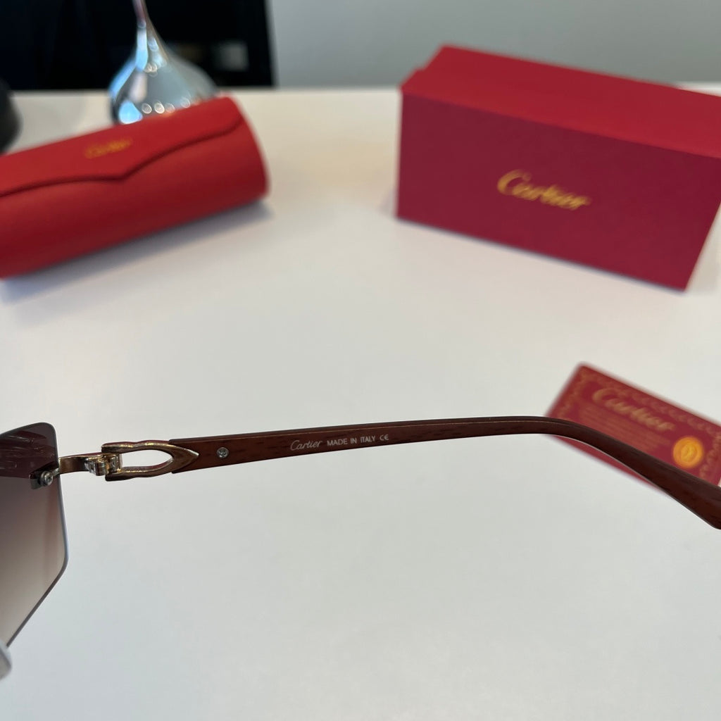Cartier Lightweight Metal Rimless Red Lens Sunglasses for Men & Women - 465818 - detail image 10