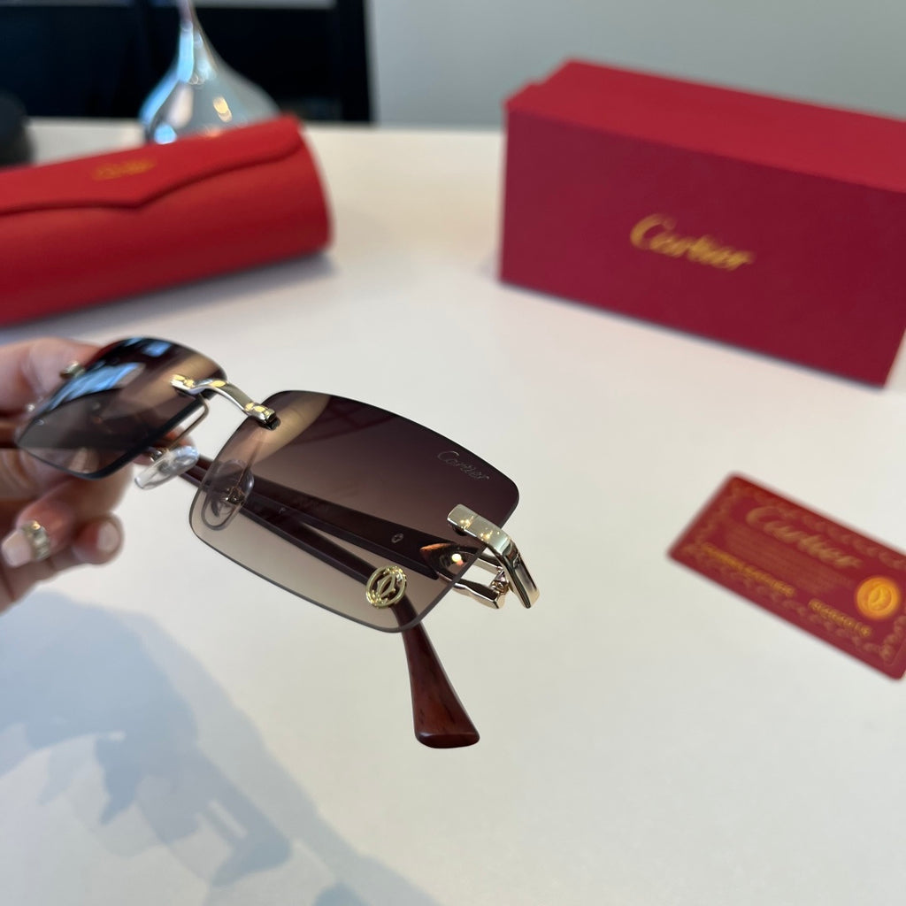 Cartier Lightweight Metal Rimless Red Lens Sunglasses for Men & Women - 465818 - detail image 6