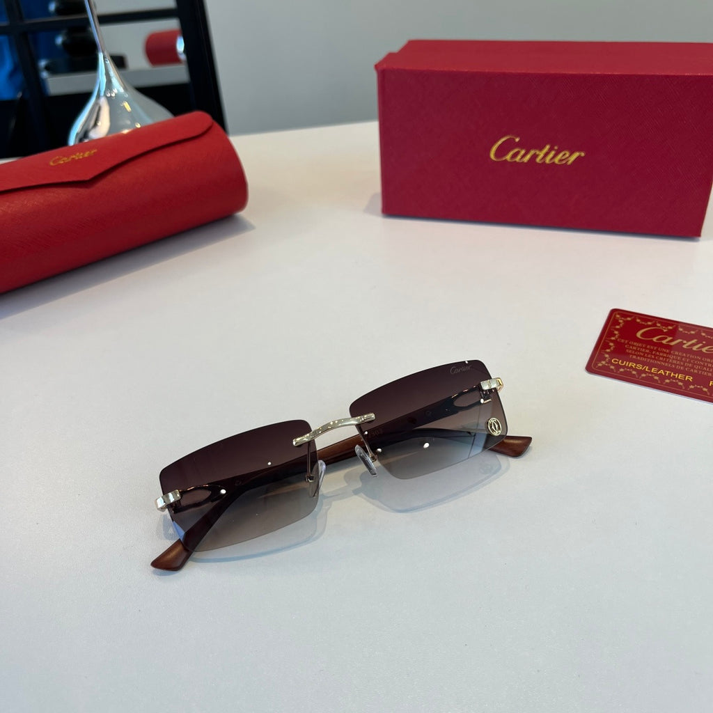 Cartier Lightweight Metal Rimless Red Lens Sunglasses for Men & Women - 465818 - detail image 8
