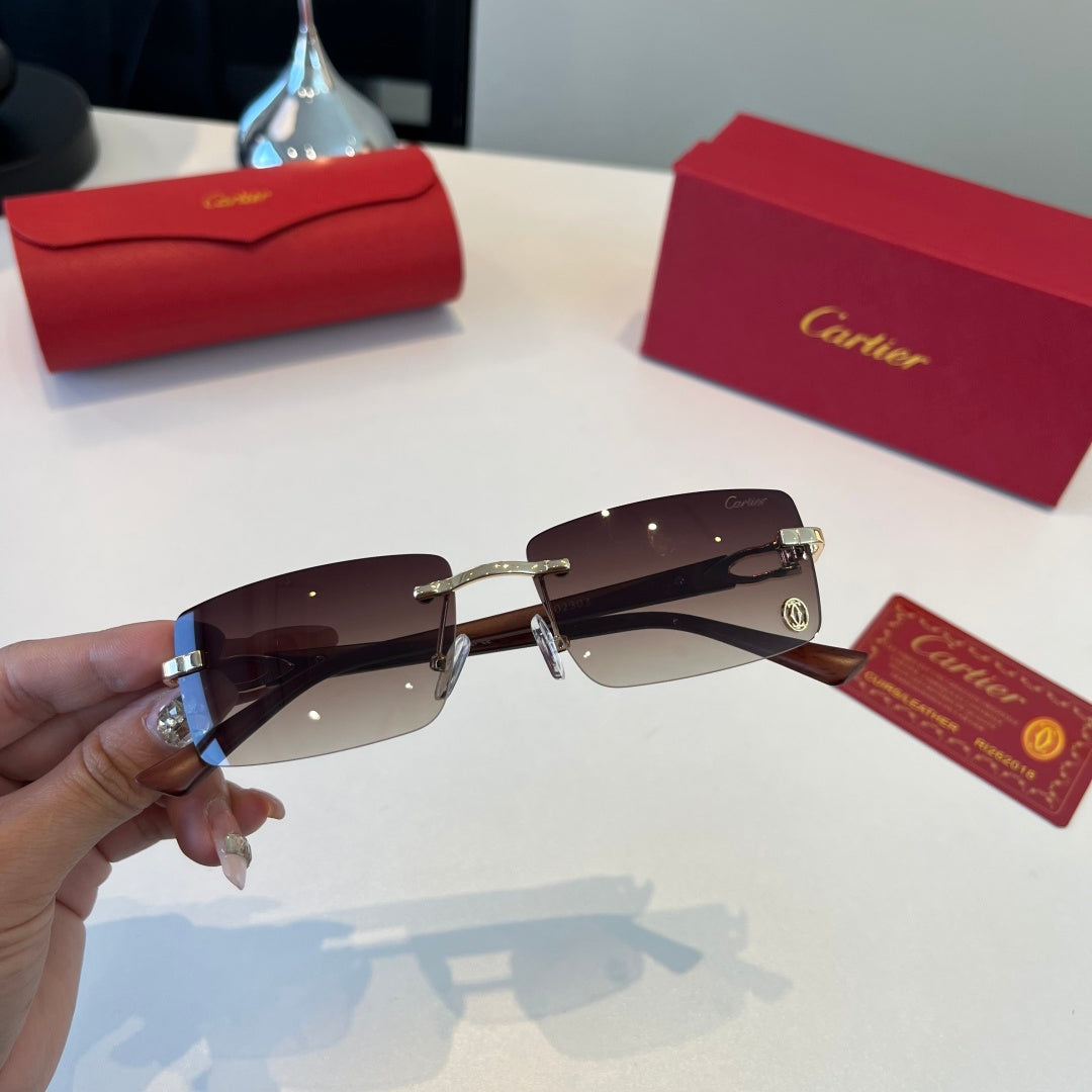 Cartier Lightweight Metal Rimless Red Lens Sunglasses for Men & Women - 432396 - detail image 5