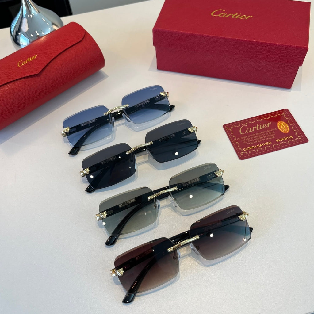 Cartier Lightweight Metal Rimless Blue Lens Sunglasses for Men & Wome - 465822 - detail image 10