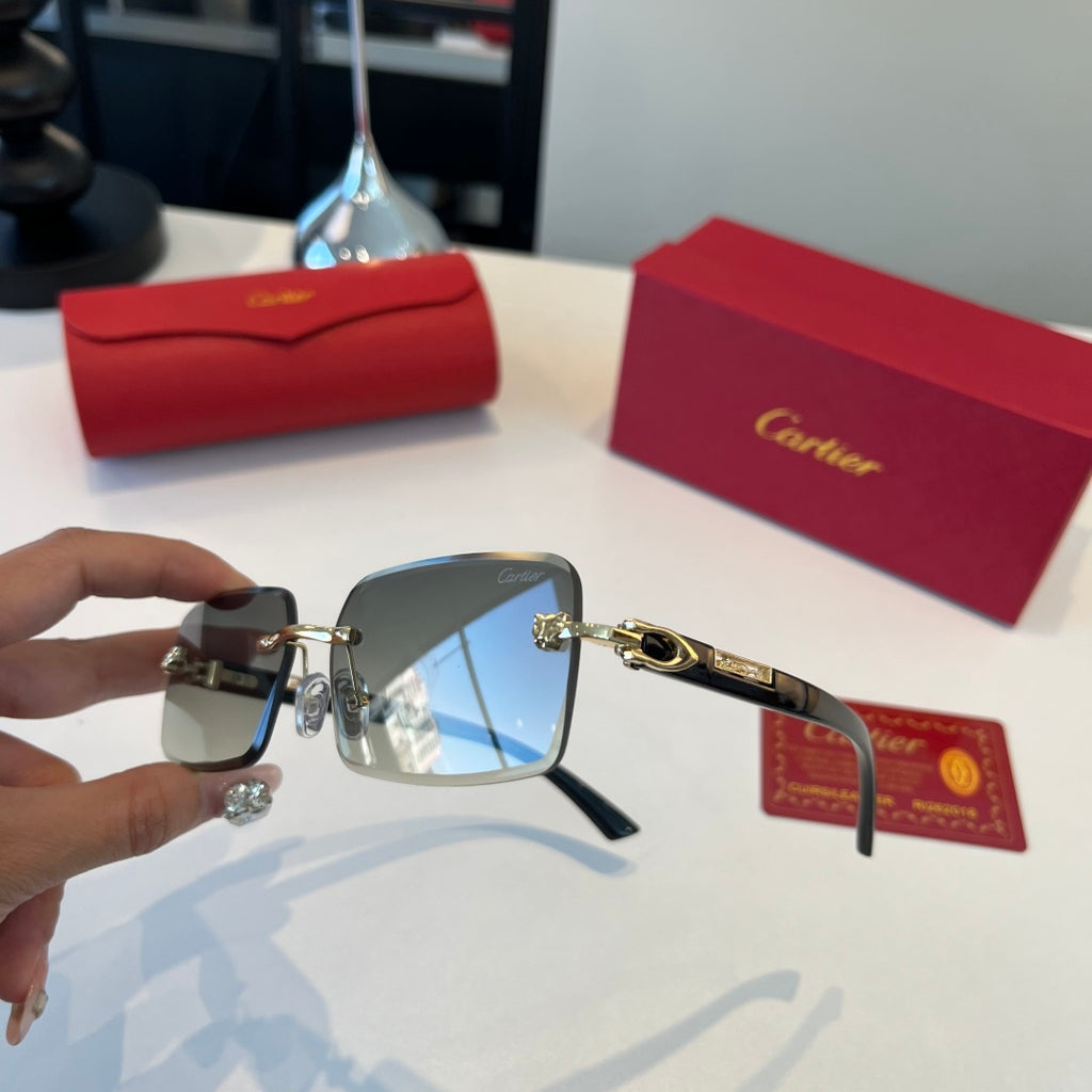 Cartier Lightweight Metal Rimless Silver Lens Sunglasses for Men & Wo - 432397 - detail image 4