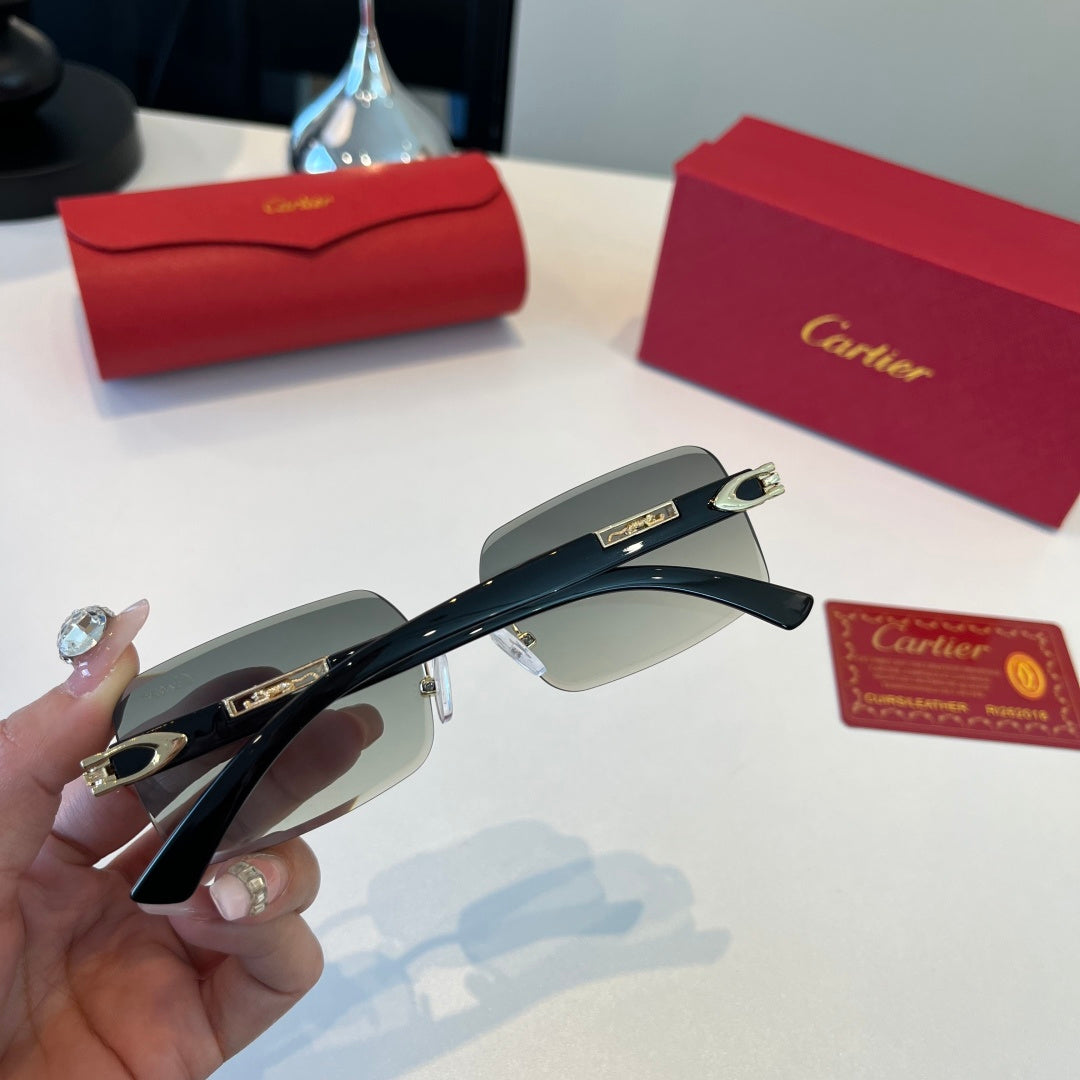 Cartier Lightweight Metal Rimless Silver Lens Sunglasses for Men & Wo - 432397 - detail image 6
