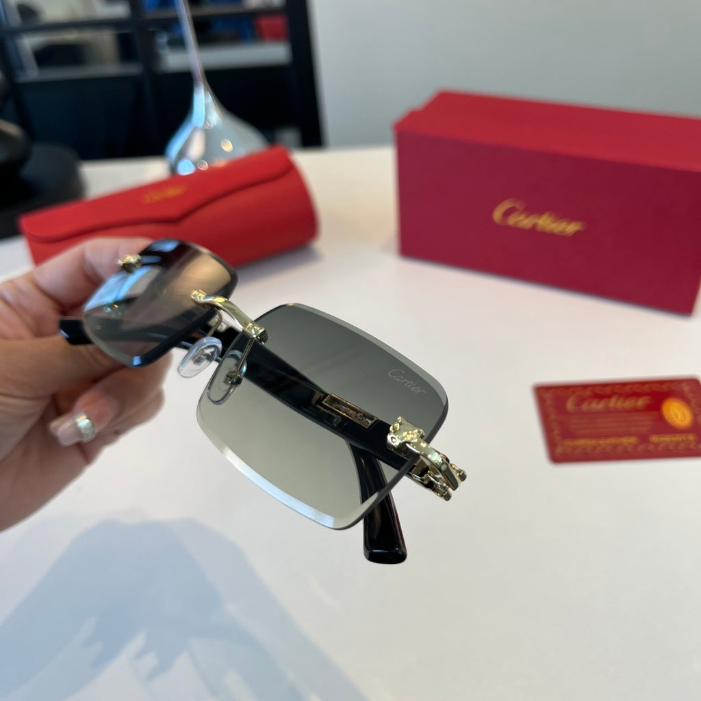 Cartier Lightweight Metal Rimless Silver Lens Sunglasses for Men & Wo - 465819 - detail image 8