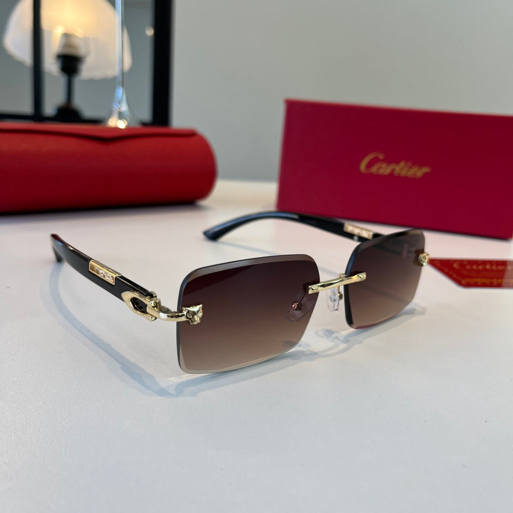 Cartier Lightweight Metal Rimless Red Lens Sunglasses for Men & Women - 465820