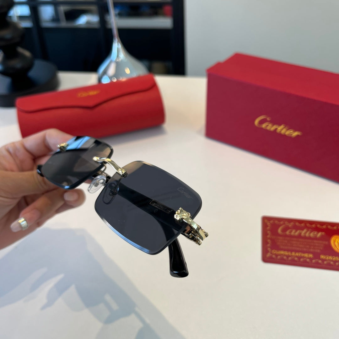 Cartier Lightweight Metal Rimless Silver Lens Sunglasses for Men & Wo - 465821 - detail image 5