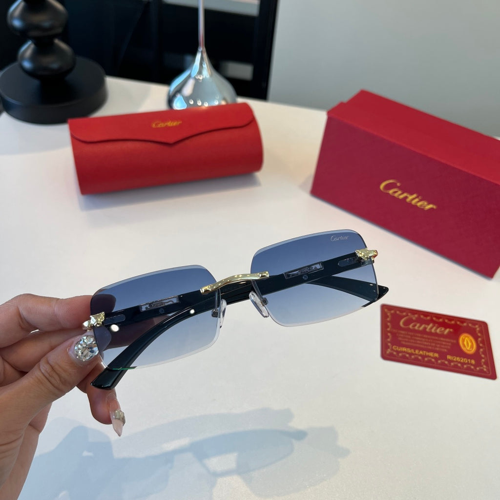 Cartier Lightweight Metal Rimless Blue Lens Sunglasses for Men & Wome - 432400 - detail image 4