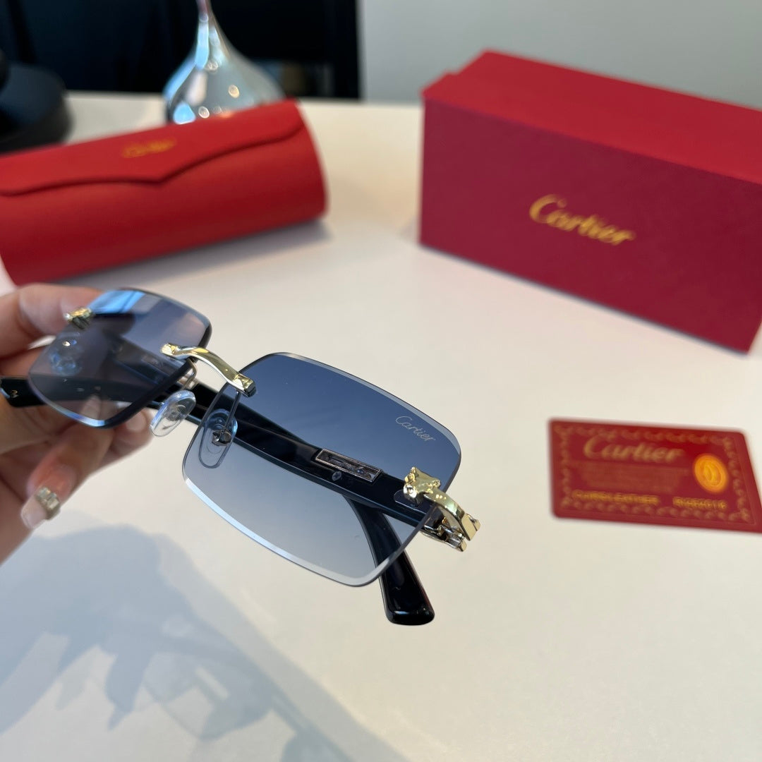 Cartier Lightweight Metal Rimless Blue Lens Sunglasses for Men & Wome - 465822 - detail image 5